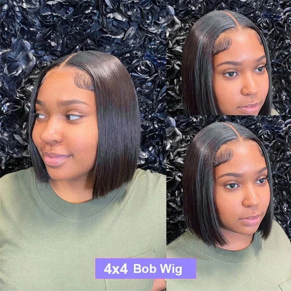 Brazilian Bone Straight Short Bob Wigs 12 14 Inch 13x4 Transparent Lace Front Human Hair Wig Women Pre Plucked Natural Hair Wigs