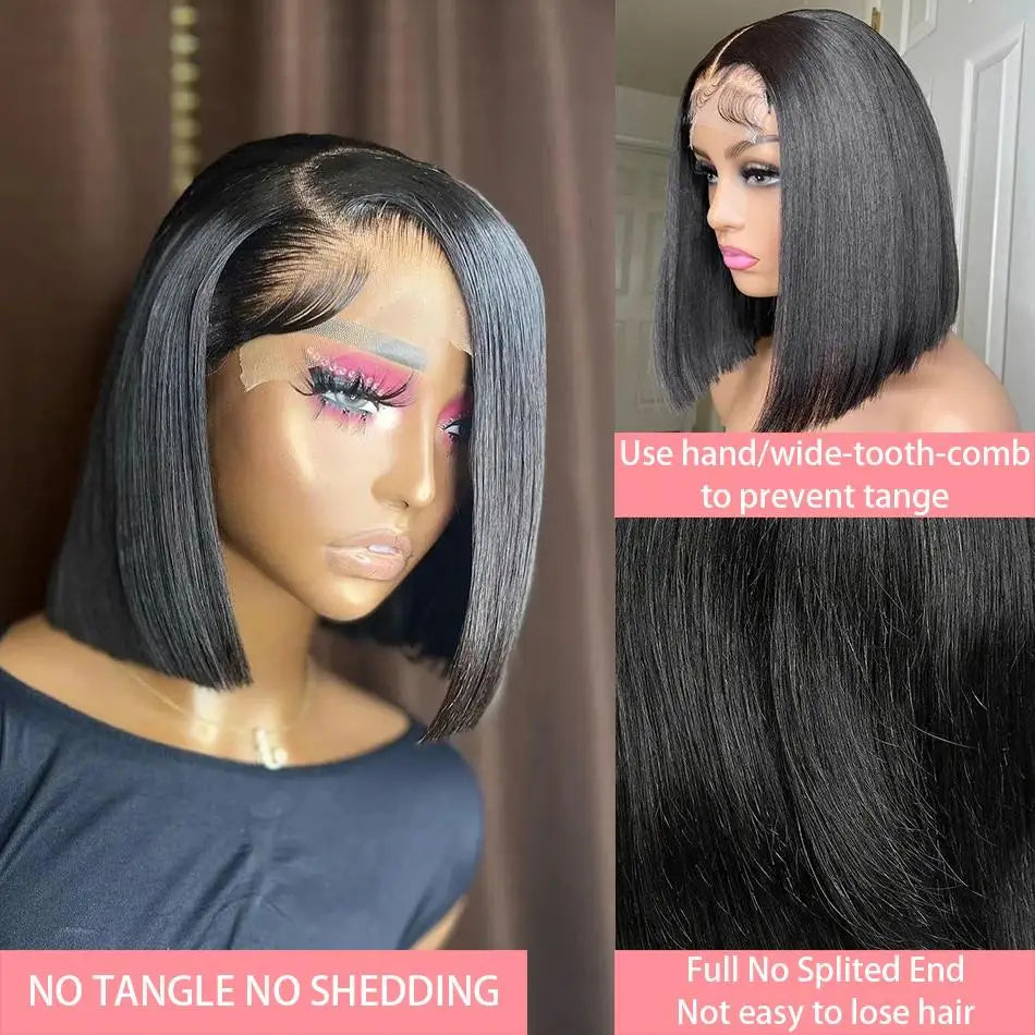 Straight Lace Frontal Bob Wig 100% Real Human Hair 13x4