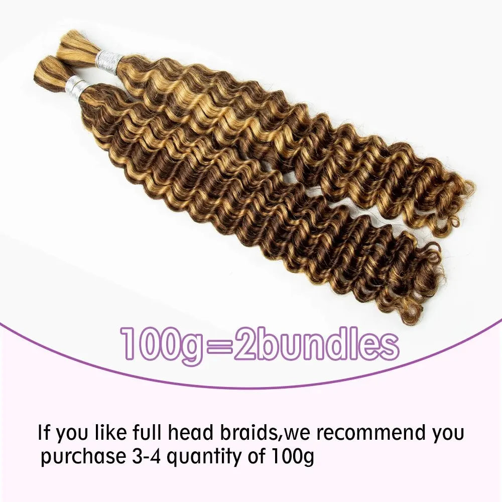 Water Wave 100% Human Hair Bulk for Boho Braiding Remy Hair Unprocessed Human Hair Curly Bundles Hair Bulk Extensions No Weft