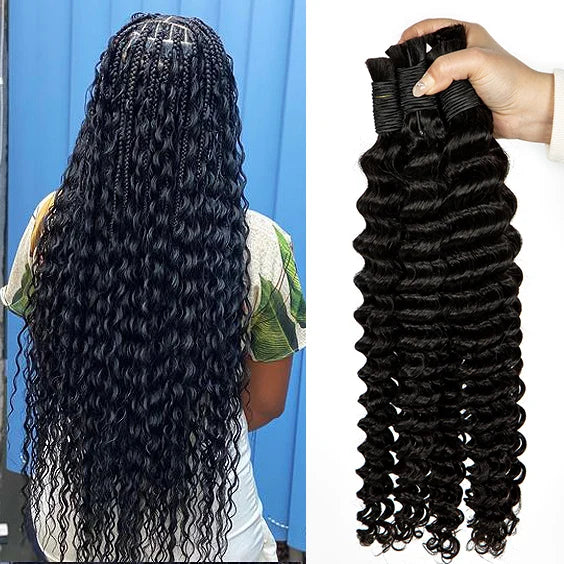 Water Wave 100% Human Hair Bulk for Boho Braiding Remy Hair Unprocessed Human Hair Curly Bundles Hair Bulk Extensions No Weft