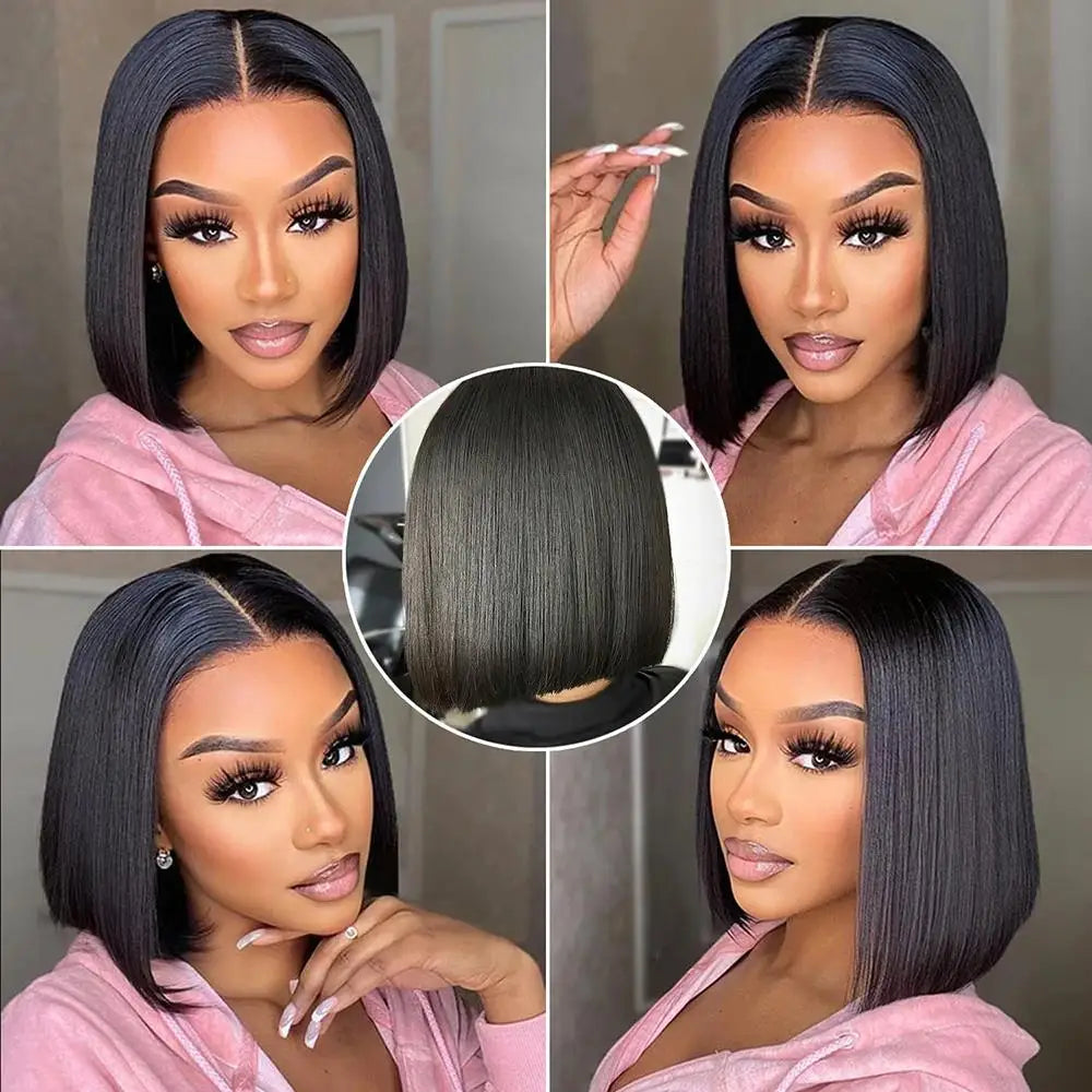 Straight Lace Frontal Bob Wig 100% Real Human Hair 13x4