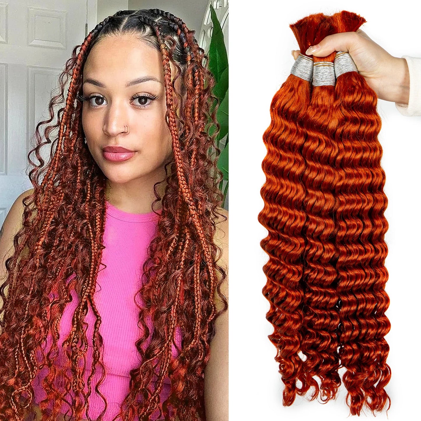 Water Wave 100% Human Hair Bulk for Boho Braiding Remy Hair Unprocessed Human Hair Curly Bundles Hair Bulk Extensions No Weft