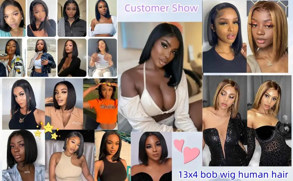 Straight Lace Frontal Bob Wig 100% Real Human Hair 13x4