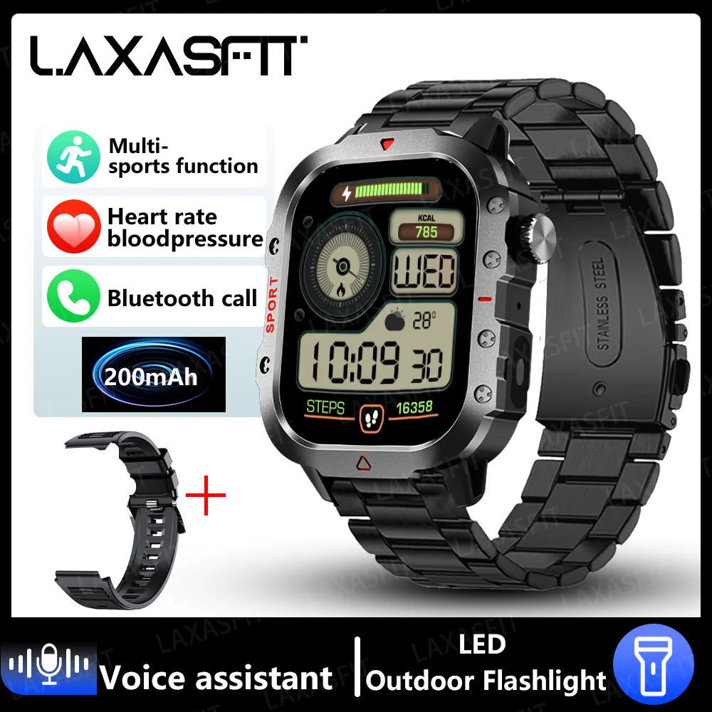 LAXASFIT 2024 Outdoor Military Men's Smart Watch