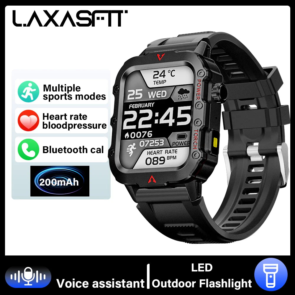 LAXASFIT 2024 Outdoor Military Men's Smart Watch