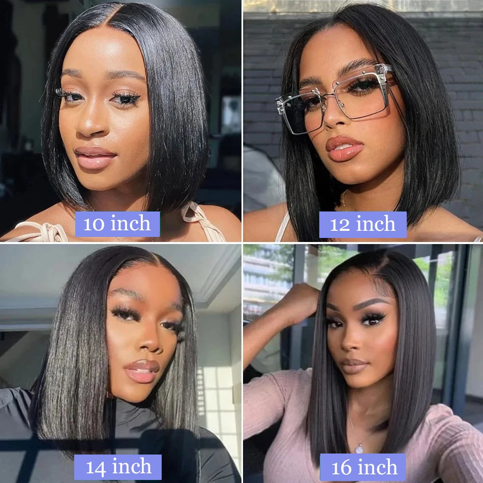 Brazilian Bone Straight Short Bob Wigs 12 14 Inch 13x4 Transparent Lace Front Human Hair Wig Women Pre Plucked Natural Hair Wigs