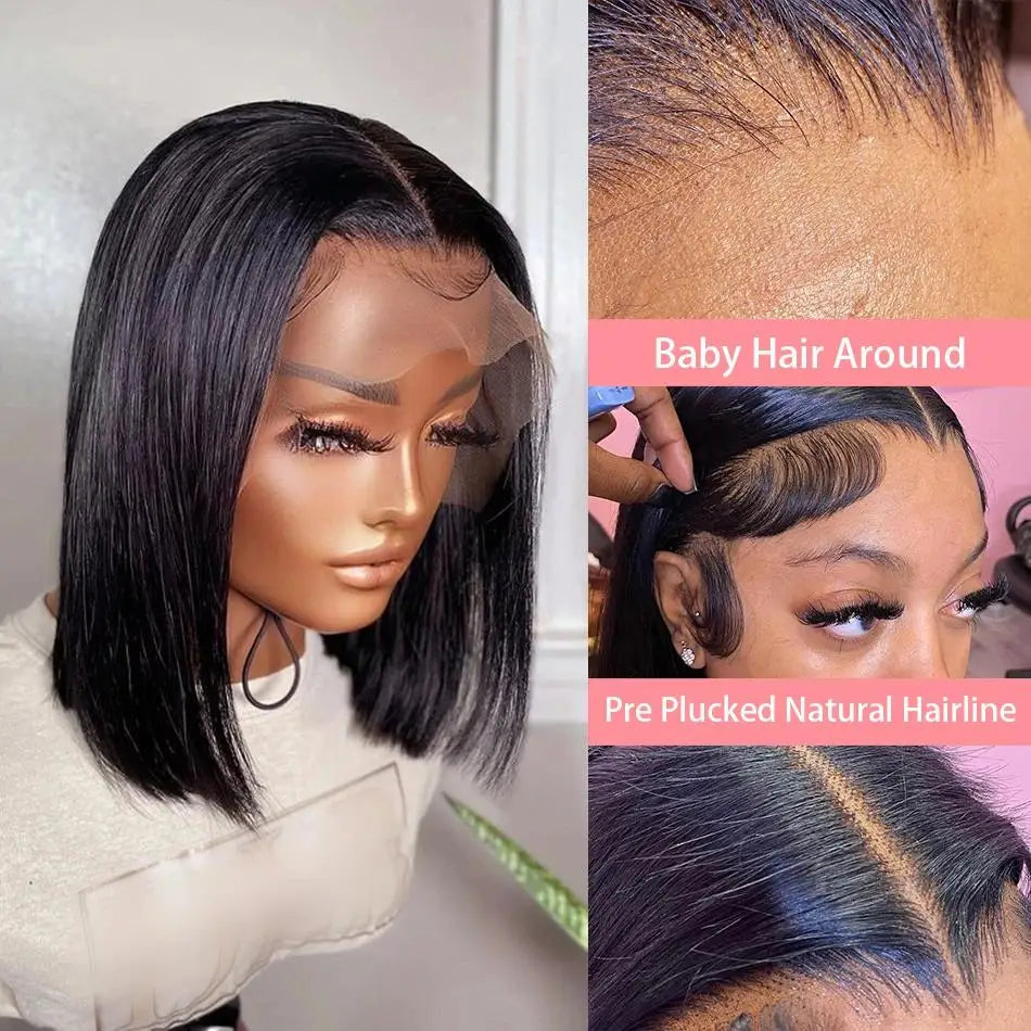 Straight Lace Frontal Bob Wig 100% Real Human Hair 13x4