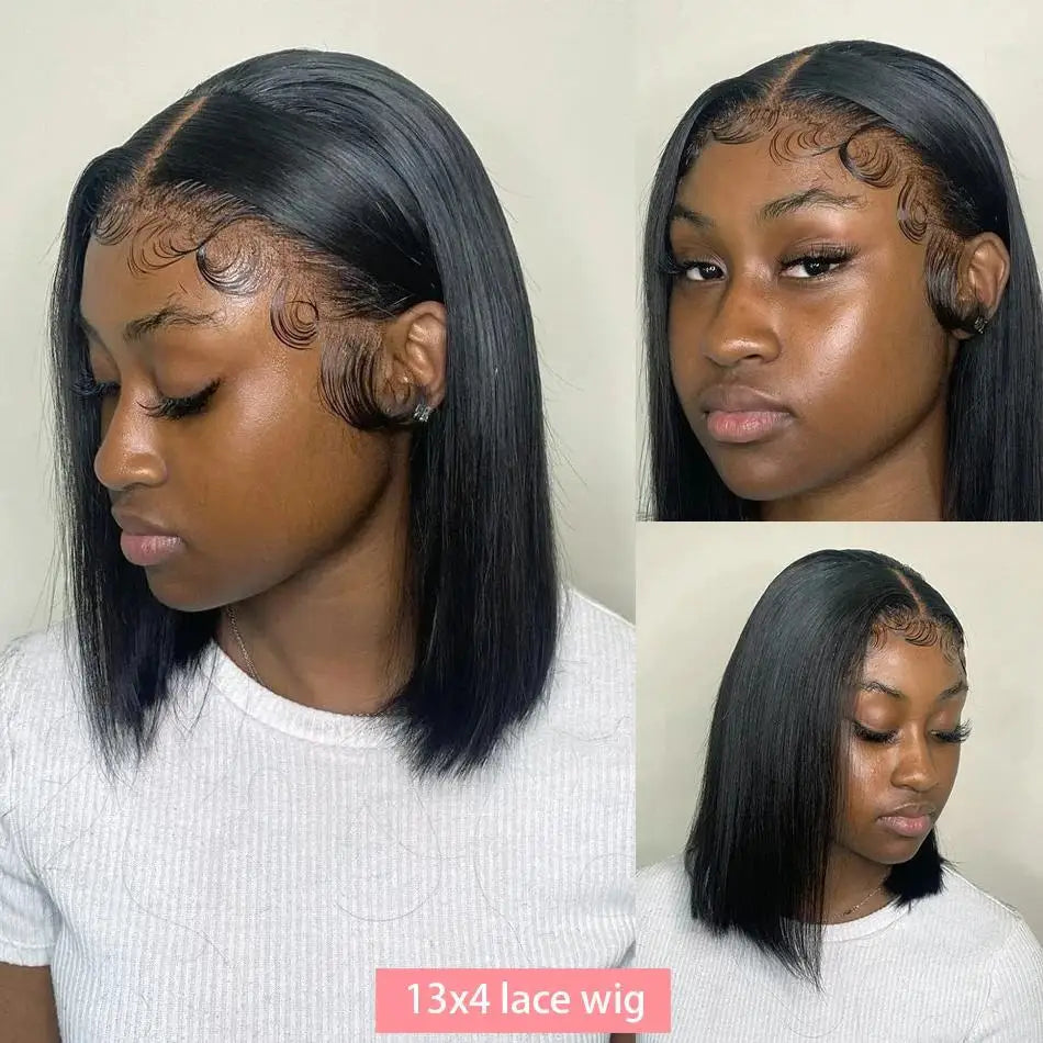 Straight Lace Frontal Bob Wig 100% Real Human Hair 13x4