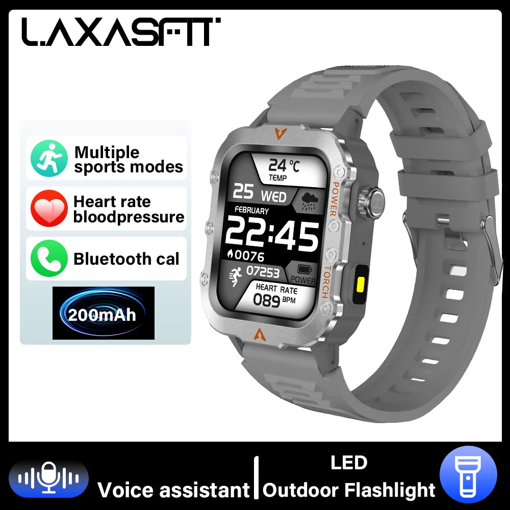 LAXASFIT 2024 Outdoor Military Men's Smart Watch