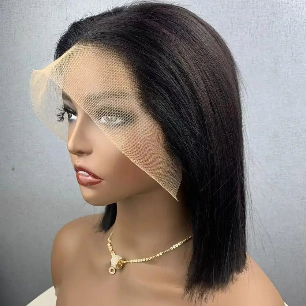 Straight Lace Frontal Bob Wig 100% Real Human Hair 13x4