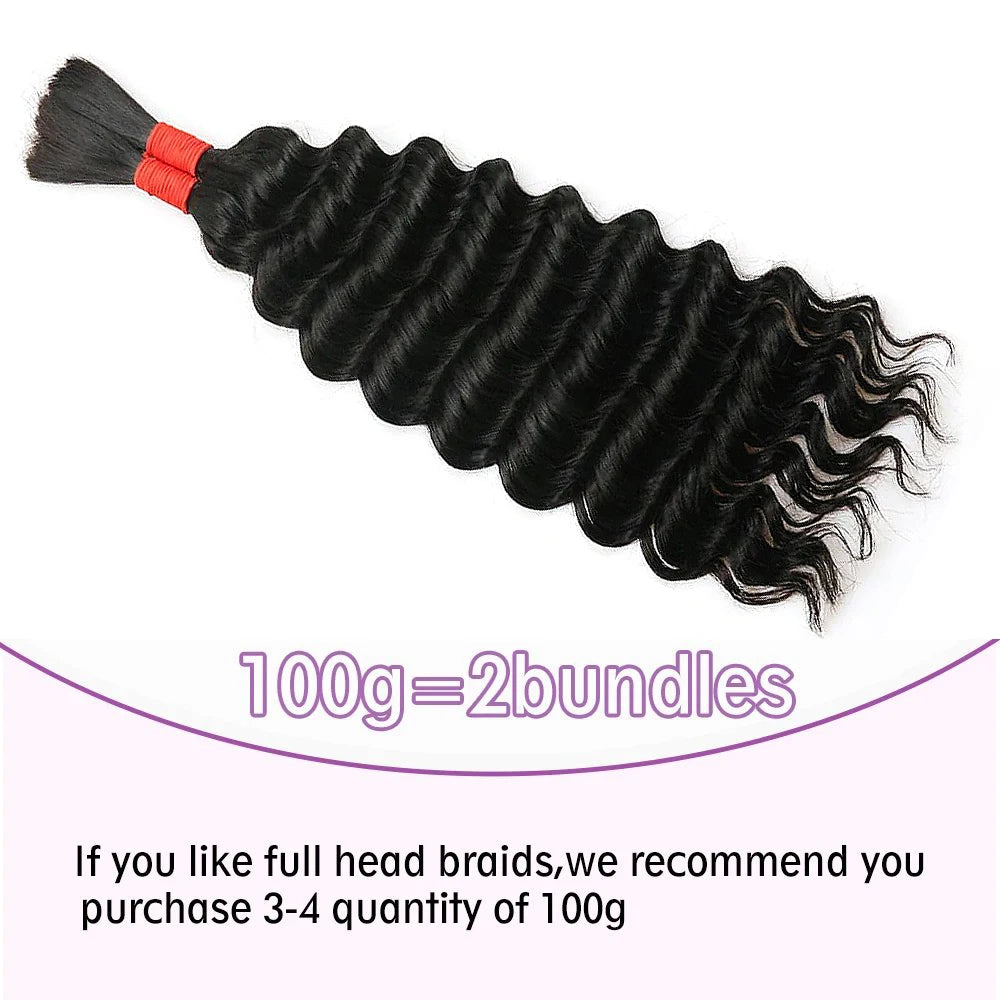 Water Wave 100% Human Hair Bulk for Boho Braiding Remy Hair Unprocessed Human Hair Curly Bundles Hair Bulk Extensions No Weft