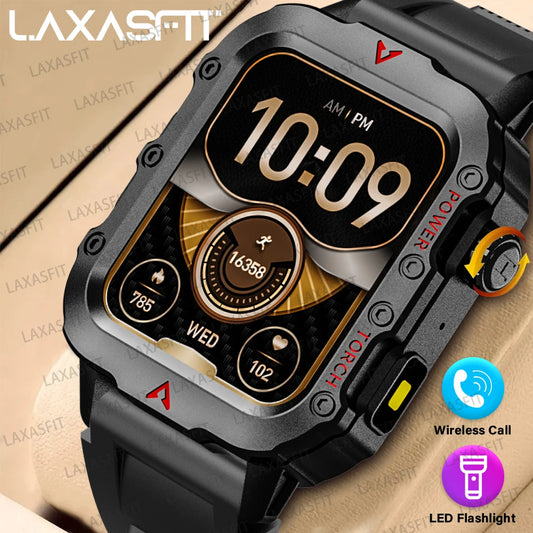 LAXASFIT 2024 Outdoor Military Men's Smart Watch