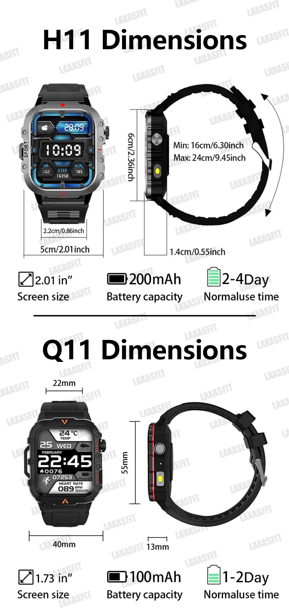 LAXASFIT 2024 Outdoor Military Men's Smart Watch